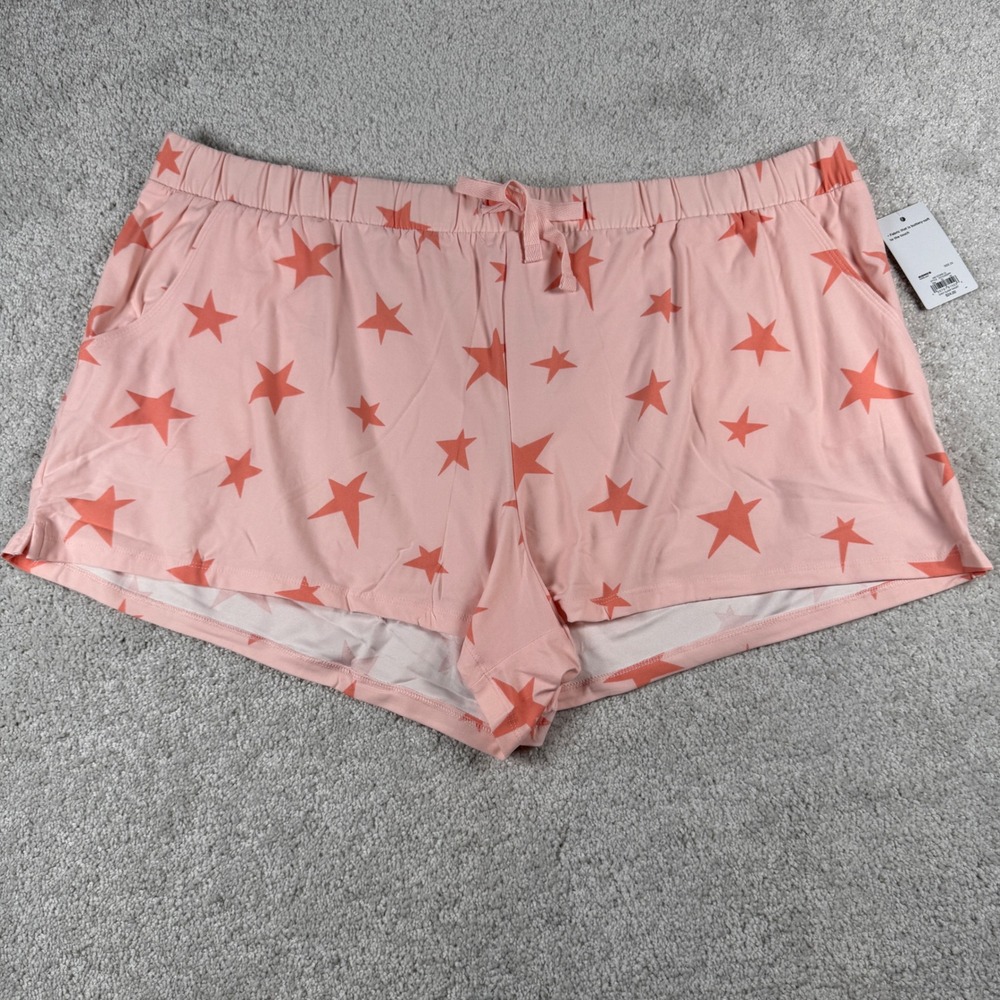 SO Sleep Shorts Womens 2X Pink Star Print Easy Sleep Short Juniors Plus NWT